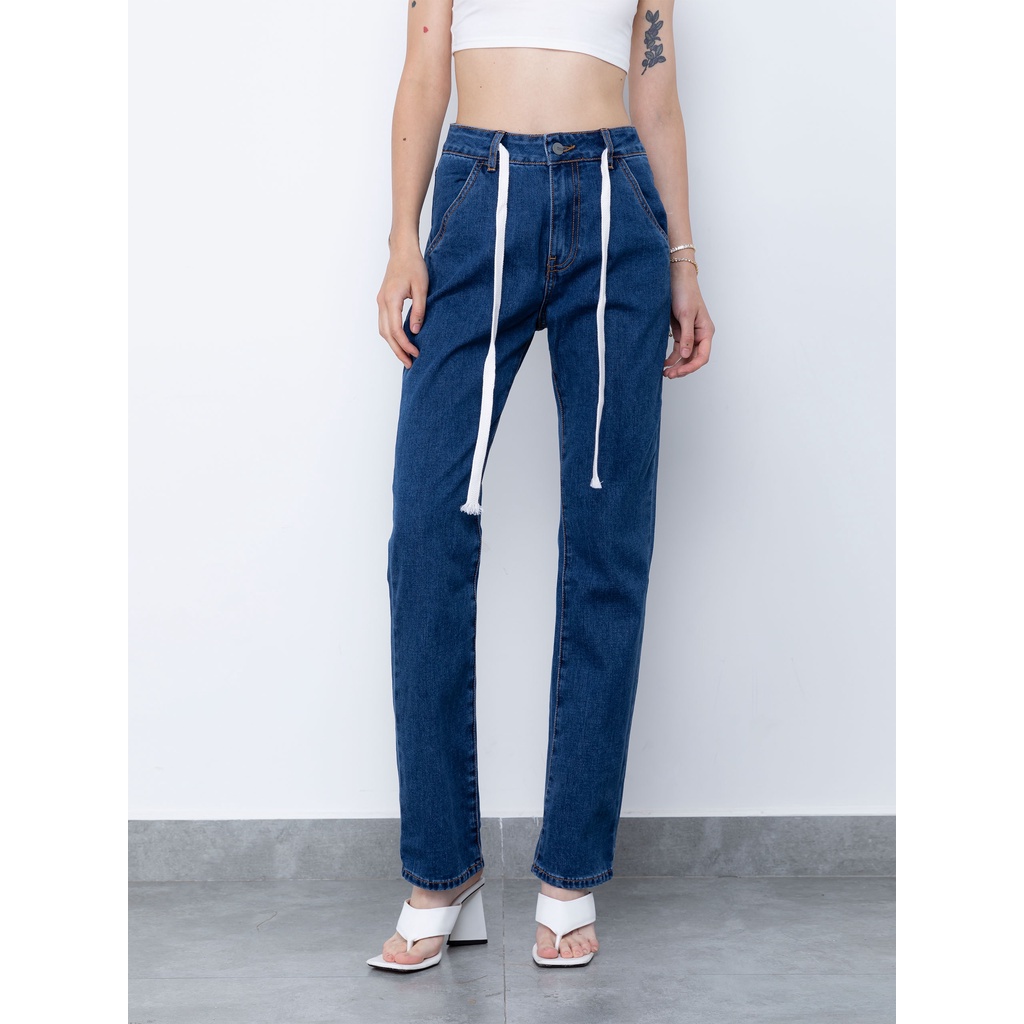 Quần Jean Nữ White String Blue , Chất Jean Dày Dặn , WQJ000058,SOMEHOW