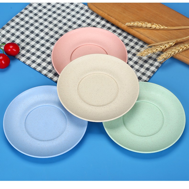Bộ 4 chiếc đĩa chất liệu từ thân cây lúa mạch thay thế đĩa nhựa, an toàn cho sức khỏe, thân thiện môi trường