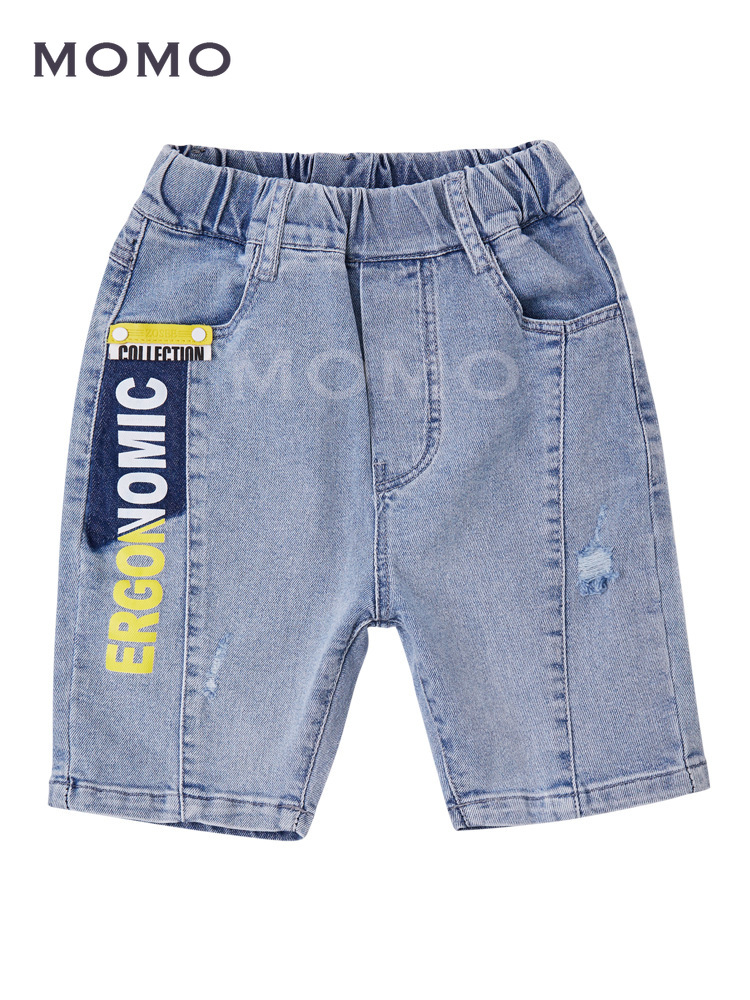 Quần Short Denim In Chữ Thời Trang Cho Bé Trai 3-12 Tuổi