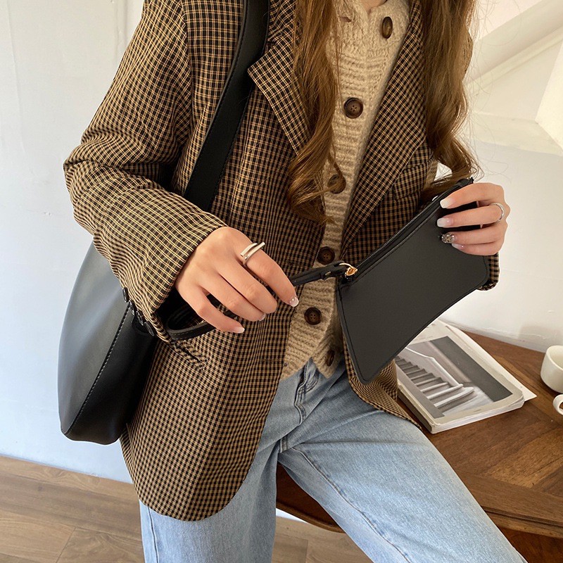 [Mã WASKT304 giảm 15% tối đa 30K đơn 99K] TÚI KẸP NÁCH DÁNG BẦU KÈM VÍ 2 TRONG 1