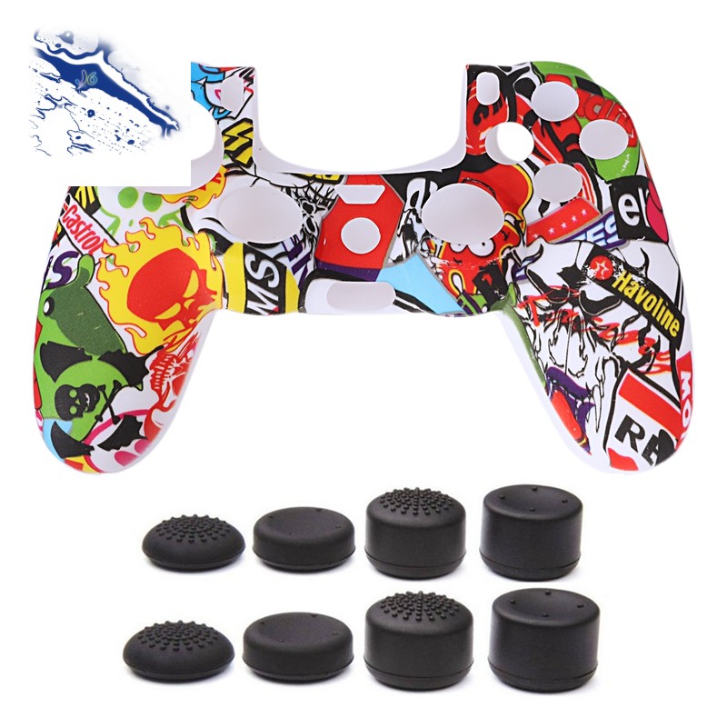 Vỏ Bọc Silicone Bảo Vệ Nút Bấm Tay Cầm Chơi Game Sony Playstation 4 Ps4 / Ps4 Slim / Ps4 Pro (1X) Kèm Phụ Kiện