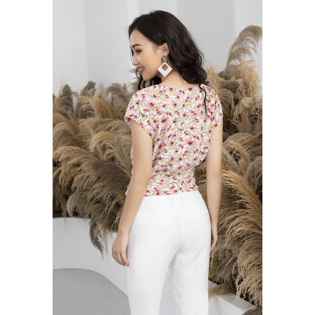 Áo sơ mi nữ công sở họa tiết hoa LUPERI LFSM1161  eo thắt dây hoa xinh xắn, cá tính, siêu sang