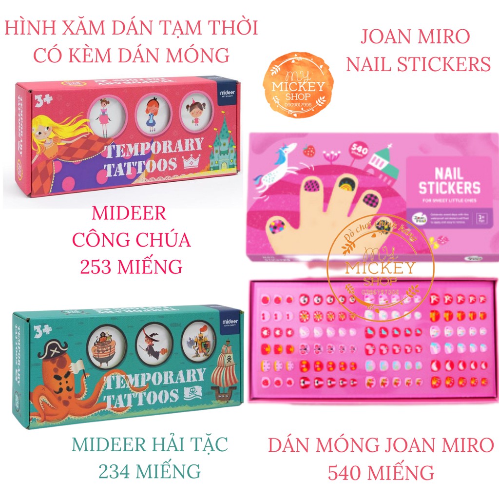 Mideer nail Stickers - Temporary tattoos - Hình Xăm Tạm Thời Và Hình Dán Móng tay An Toàn Cho bé từ 3t My Mickey shop