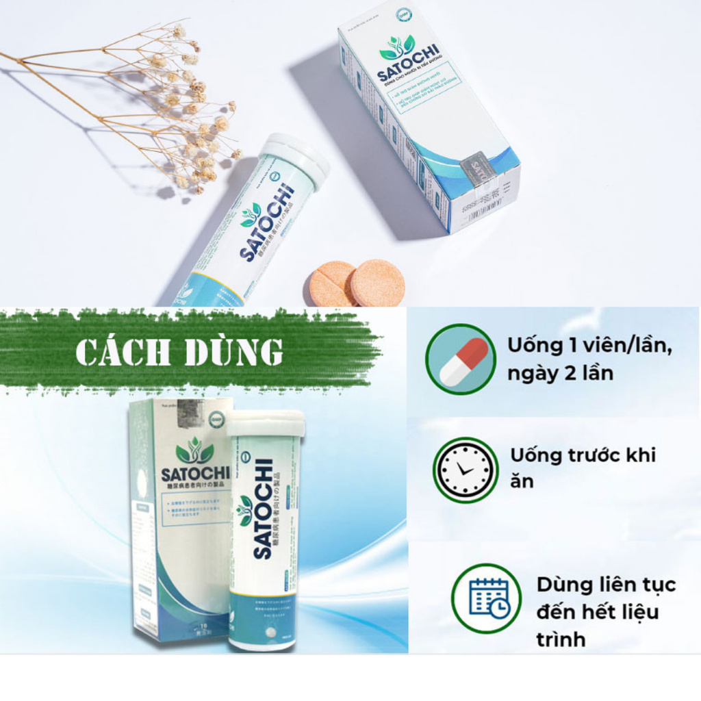 ✅ [MUA 4 TẶNG 3] Viên sủi tiểu đường Satochi 20