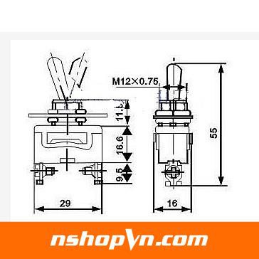 Công tắc gạt 3 chân 15A (2 trạng thái)