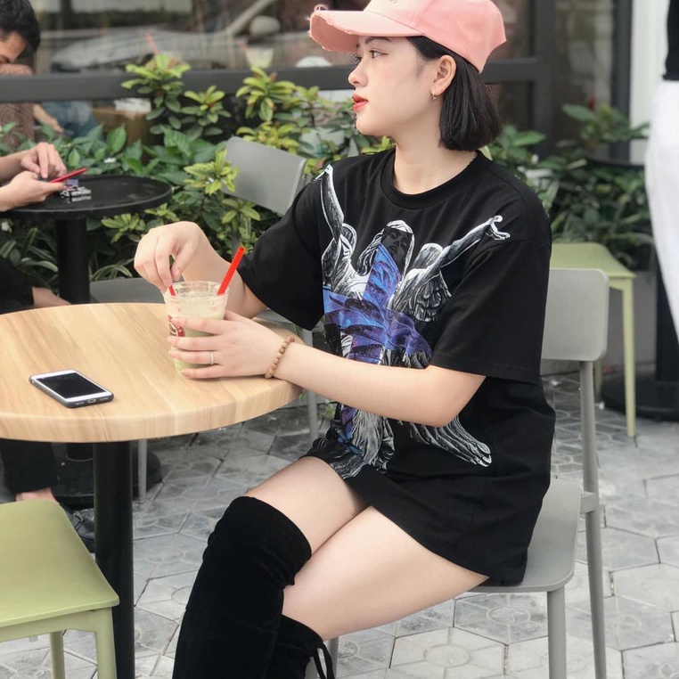 Áo thun tay lỡ Thiên Thần Helen BIGOMALL - Áo phông nam nữ unisex Freesize form rộng 65kg