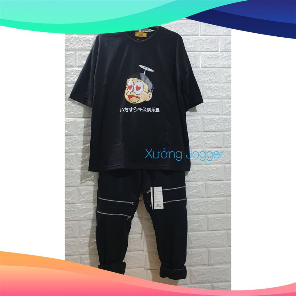 Set Quần Áo Trắng Đen Nobita Hàng Xịn