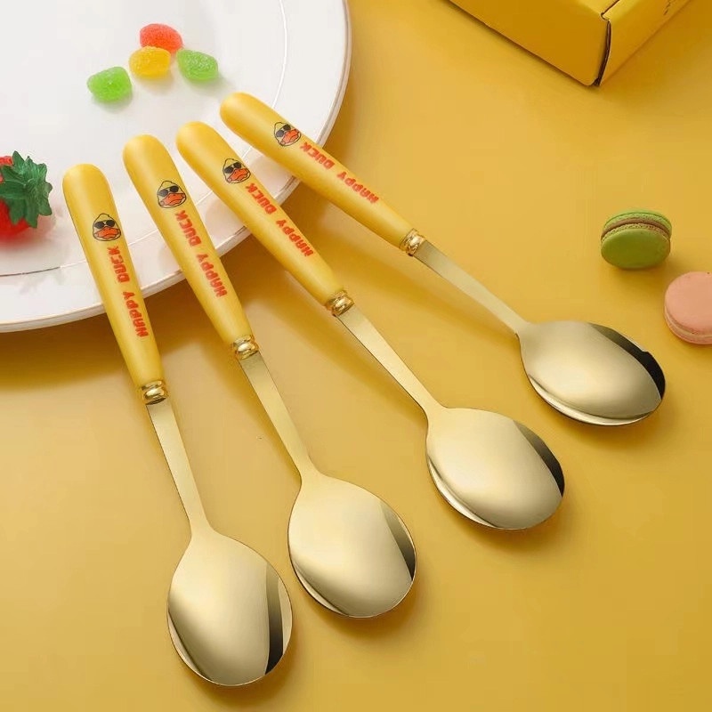 Hộp 6 muỗng inox hình vịt vàng dễ thương Duck đáng yêu