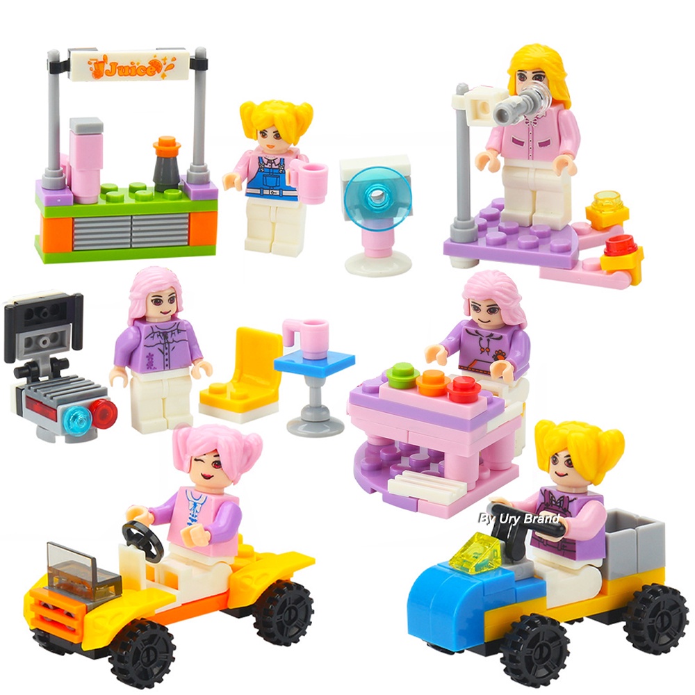 Bộ 8 Mô Hình Lego Mini Lắp Ráp Cửa Hàng Xe Đạp Đường Phố Không Kèm Hộp