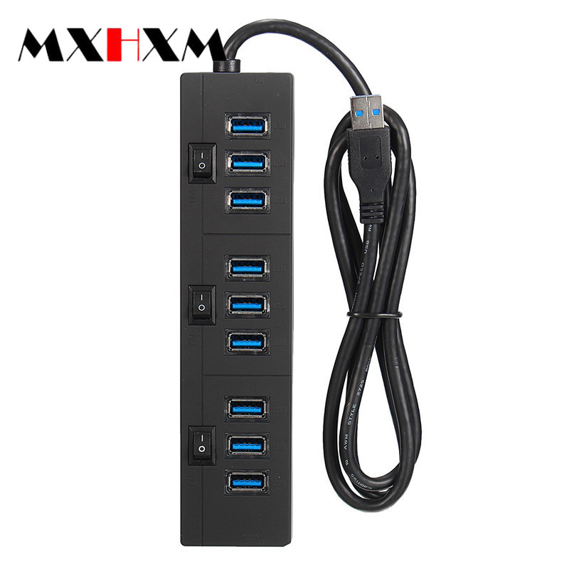 High-Speed USB 3.0 10 Ports with 3 Switches Hub Concentrator USB Deconcentrator One Drag Ten Extension 3.0hub