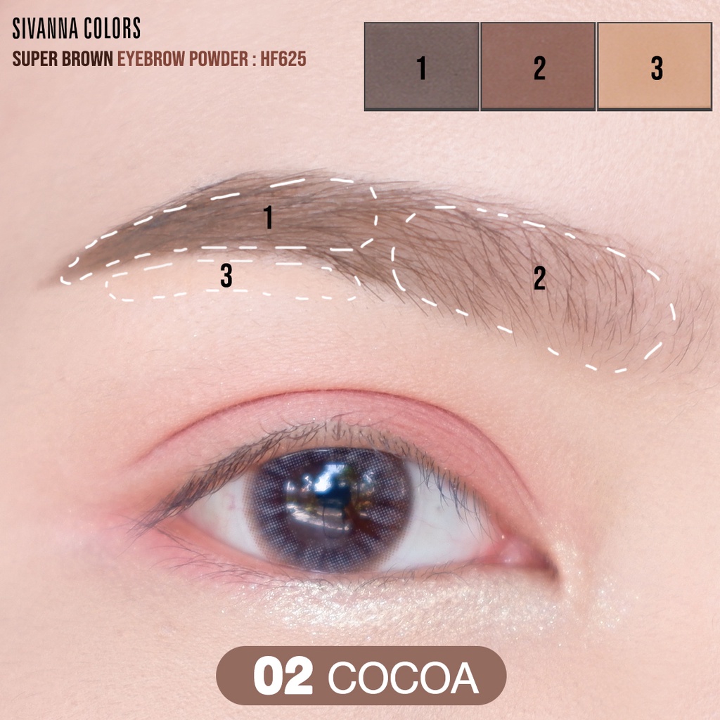 Bảng màu Sivana Eyebrow, chì kẻ mày, kết cấu dạng bột 1.4gx3 HF625 Sivanna Colors Super Brown Eyebrow Powder
