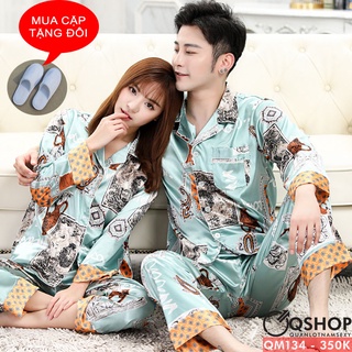 Bộ đồ ngủ pijama cặp đôi lụa satin mềm QM134