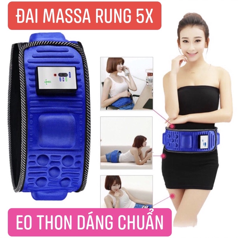 Đai Massage Rung 5X Giảm Béo Toàn Thân Vật Liệu Hàn Quốc Màu Xanh