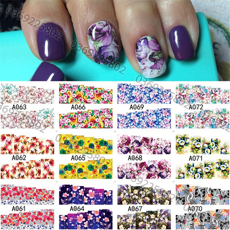 48 TẤM STICKER  nước mẫu hoa Vintage trang trí móng