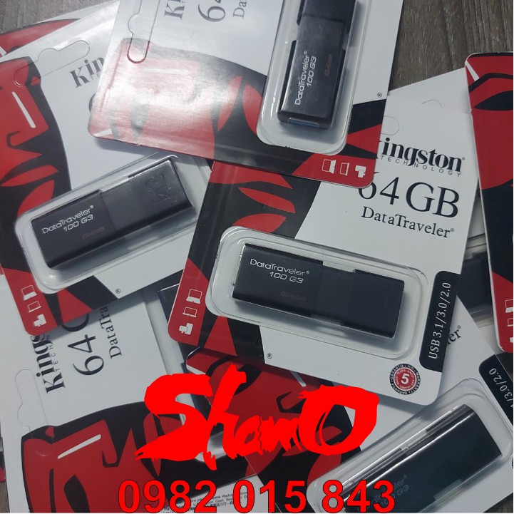 USB 3.0 Kingston 64GB – DataTraveler 100G3 – Chính hãng – Bảo hành 5 năm