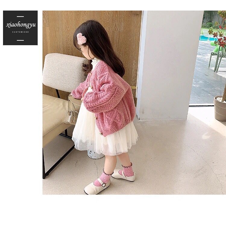 Áo Khoác Cardigan Len Dày Dặn Phong Cách Retro Thời Trang Xuân Thu 2022 Dành Cho Bé Gái