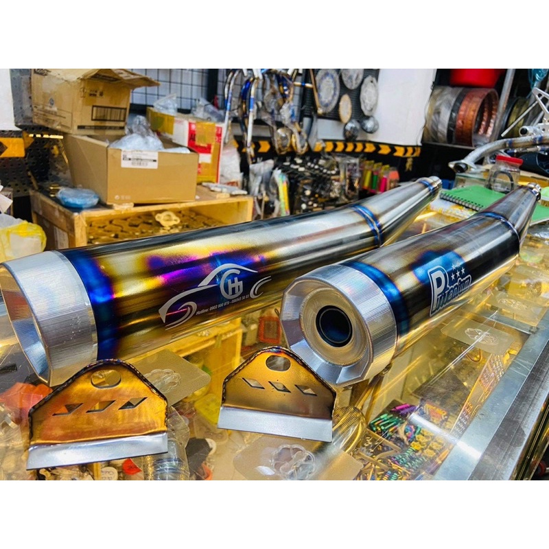 Lon pô salaya titan và cổ pô titan cho wave zx dream future led neo sirius