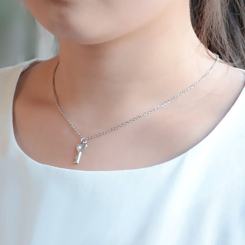 Bộ Vòng Tay + Vòng cổ + Chìa Khóa Trái Tim Bằng Thép Titan Thời Trang Cho Cặp Đôi