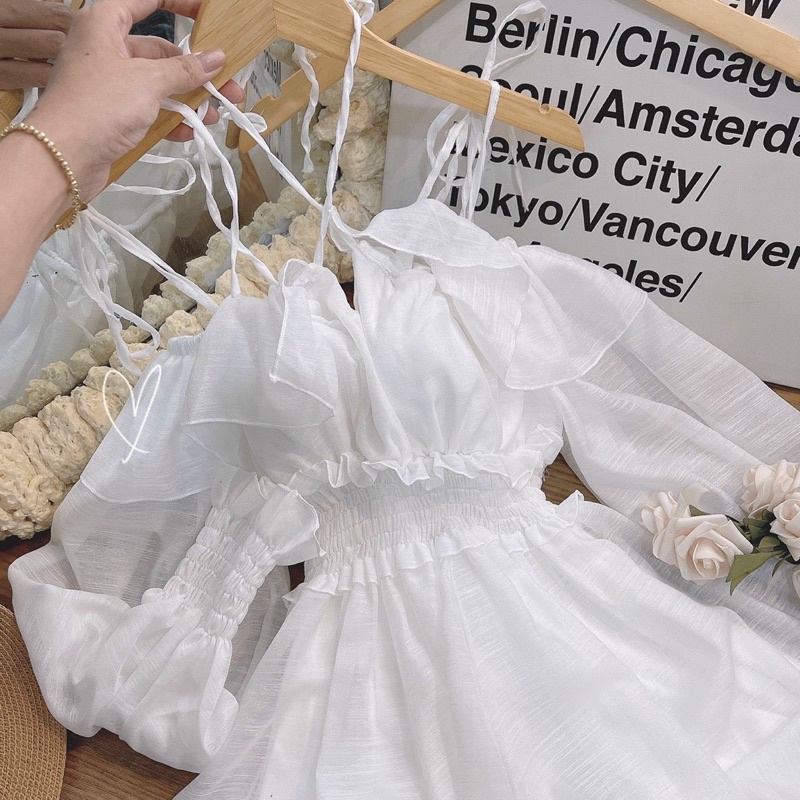 ĐẦM TRẮNG RỚT VAI DÂY BO CHUN BÈO TẦNG