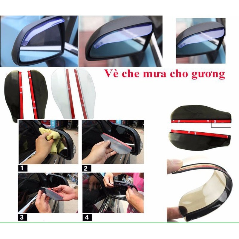 Bộ 2 tấm vè che mưa gương chiếu hậu cao cấp (Đen) AutoPlaza