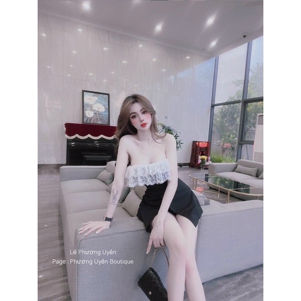 Set áo ren cúp ngực + quần short cotton mỹ phối ren