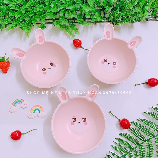 Bát sứ thỏ hồng tai dài cho bé ăn dặm đường kính 13cm