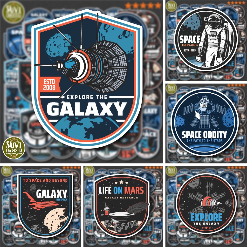 50 Sticker Galaxy Vũ Trụ 2 chống nước sticker dán mũ bảo hiểm, laptop, điện thoại, đàn guitar, vali. MSP: NS06