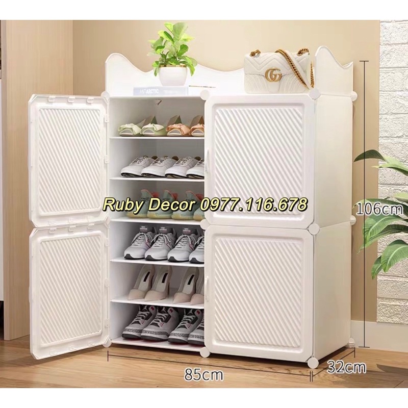 “MẪU HOT” Tủ nhựa đựng giày lắp ghép đa năng 12 ngăn đựng 24 đôi - Ruby Decor