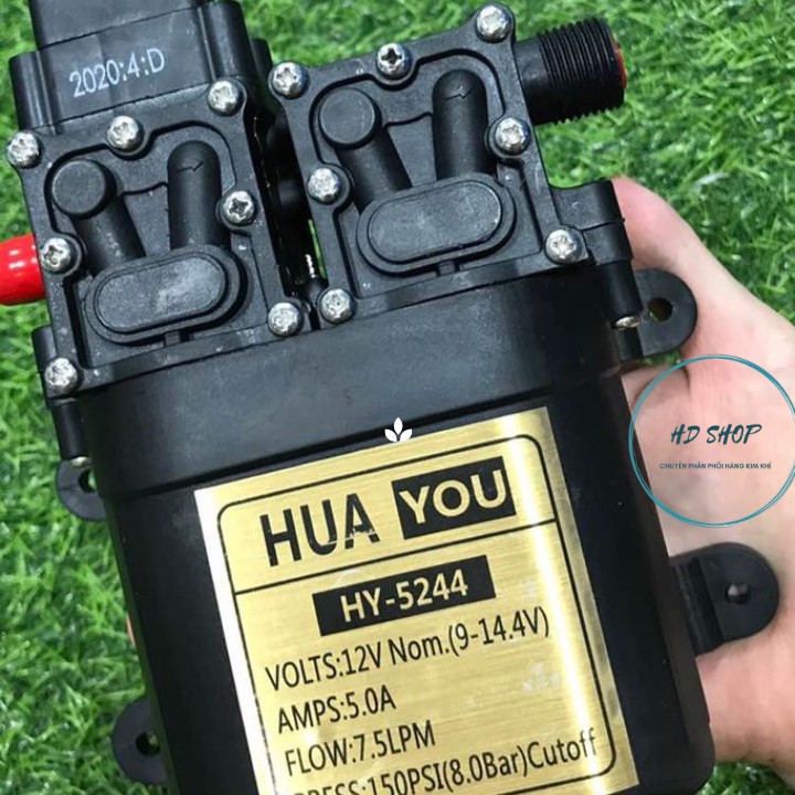 BƠM ĐÔI MINI 12V HUA YOU -TĂNG ÁP LỰC NƯỚC, RỬA XE, TƯỚI LAN