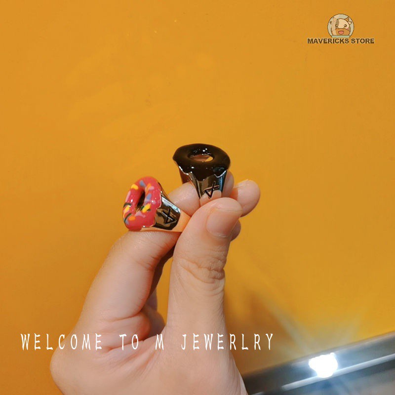 Nhẫn hình bánh donut phong cách Hàn Quốc dễ thương cho cặp đôi