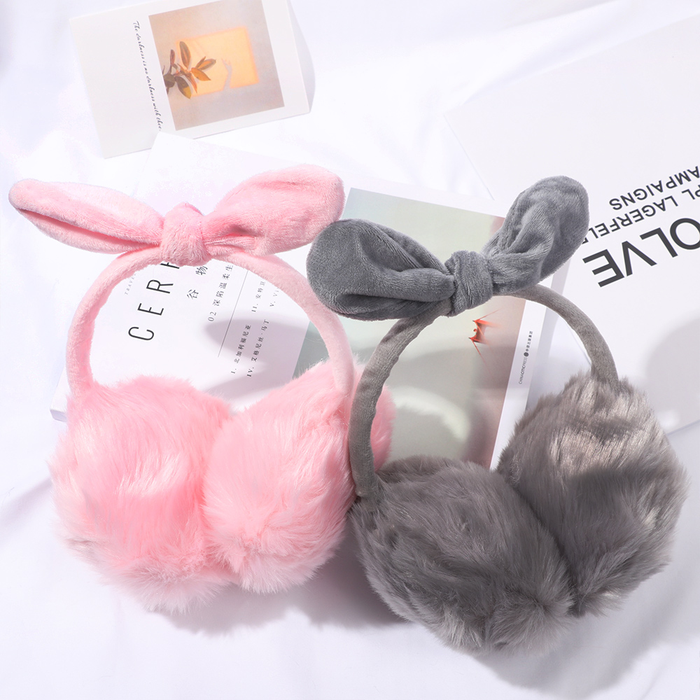 (Hàng Mới Về) Bông Chụp Tai Giữ Ấm Hình Nơ Chất Liệu Nhung Dày Dặn Cho Nữ