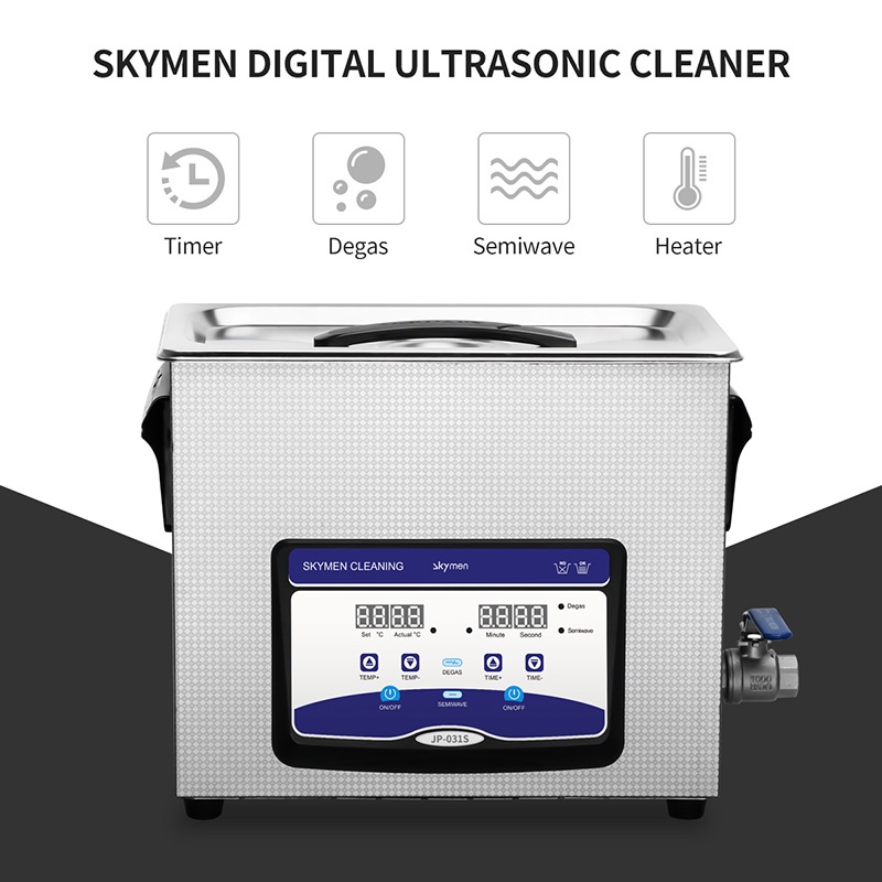 Máy rửa siêu âm 6.5L cao cấp cảm ứng Skymen JP-031s full inox (cả nắp), có chế độ rung tần số thấp, khử bọt và gia nhiệt