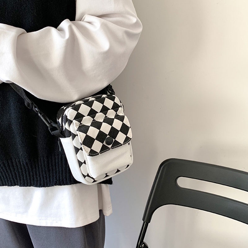 Túi đeo vai IELGY vải canvas kẻ sọc xinh xắn thời trang dành cho nữ