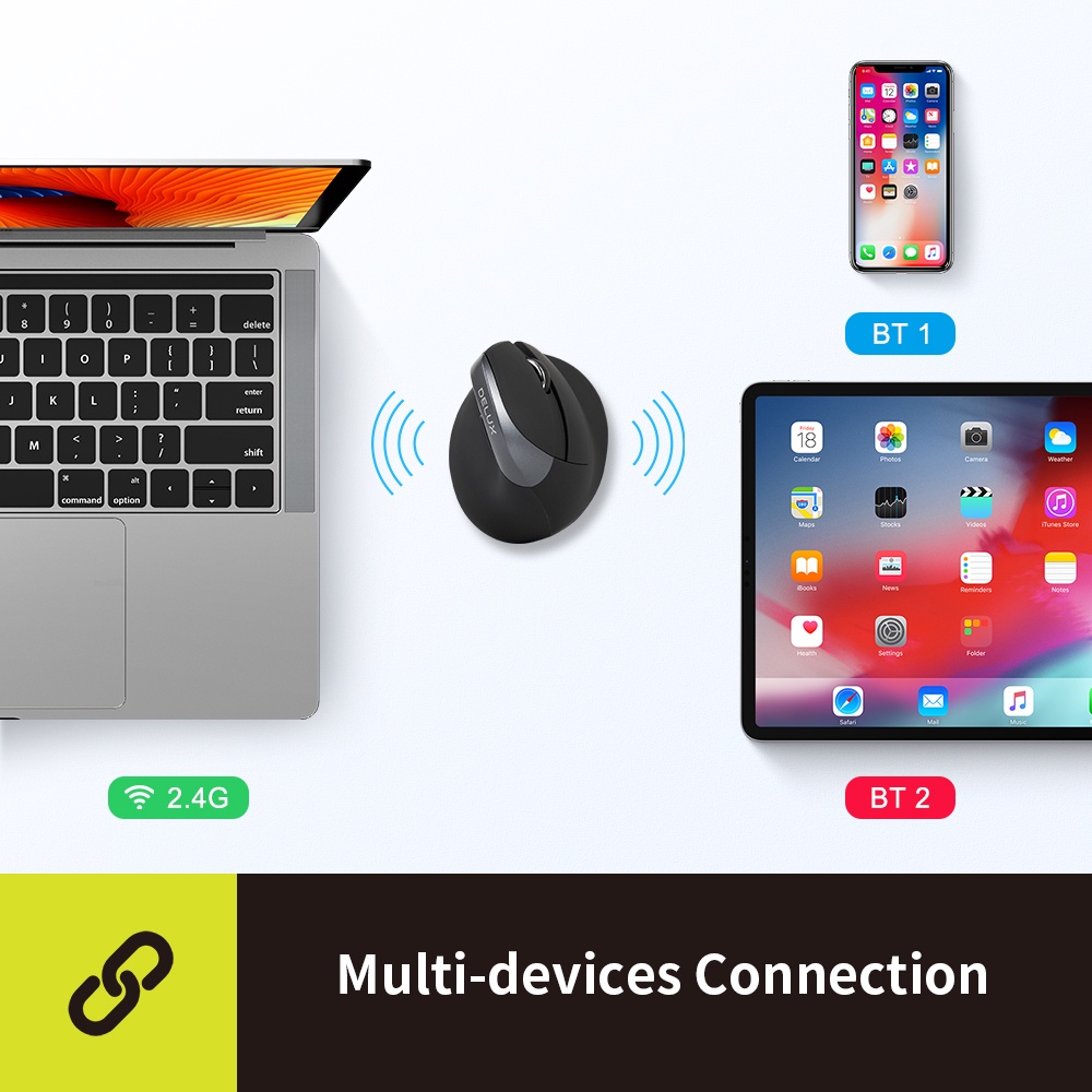 Chuột quang không dây DELUX M618 DB RGB 2.4GHz cho máy tính