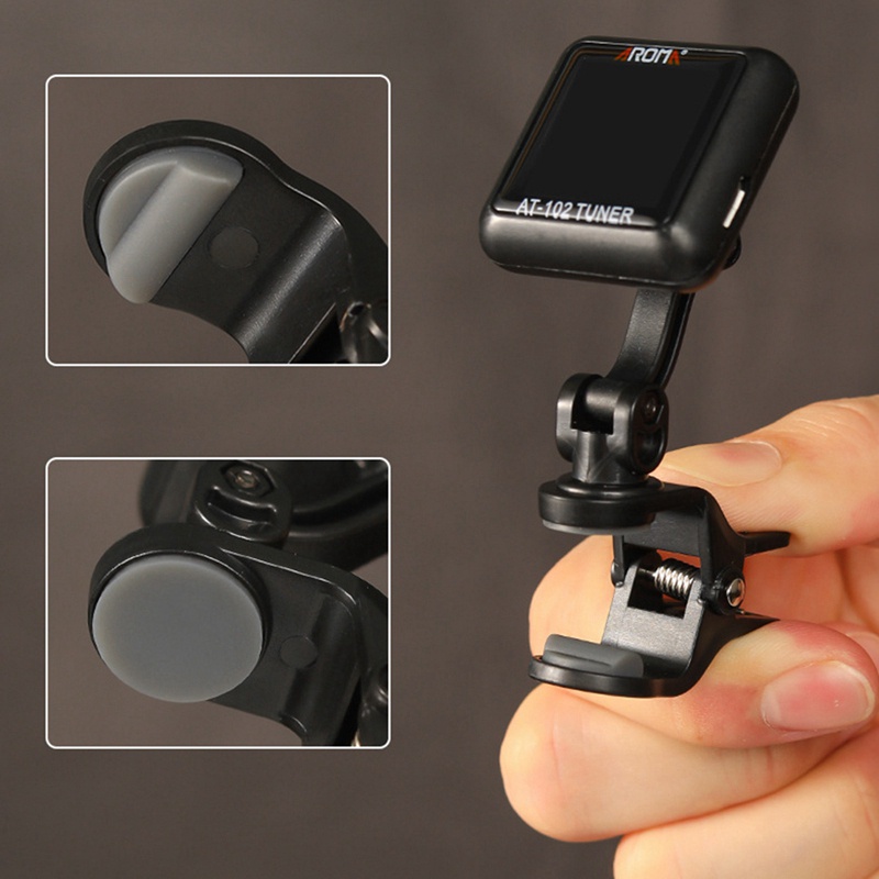 AROMA AT-102 Rechargeable Clip-On Bass Guitar Tuner for Chromatic Guitar Bass Ukulele Violin
