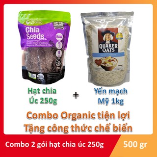 Combo 1 gói chia seeds 250g và 1 yến mạch cán vỡ 1kg date mới