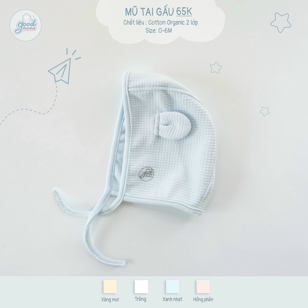 Mũ Lông Che Tai - Mũ Chần Bông - Mũ Gấu  Chính Hãng Goodmama Cho Bé