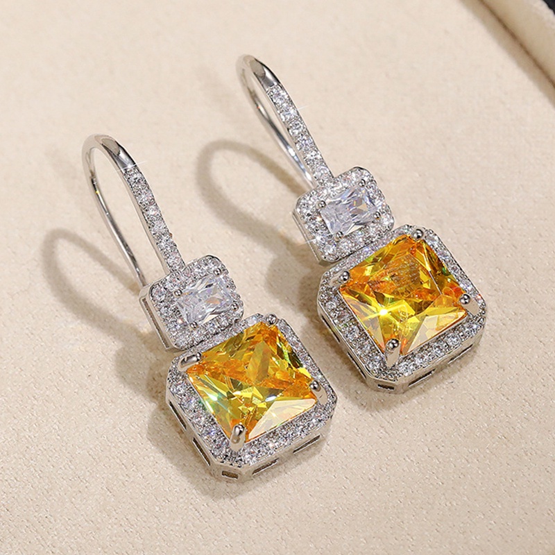 Bông Tai Dáng Dài Đính Đá Zircon Lấp Lánh Sang Trọng Cho Nữ