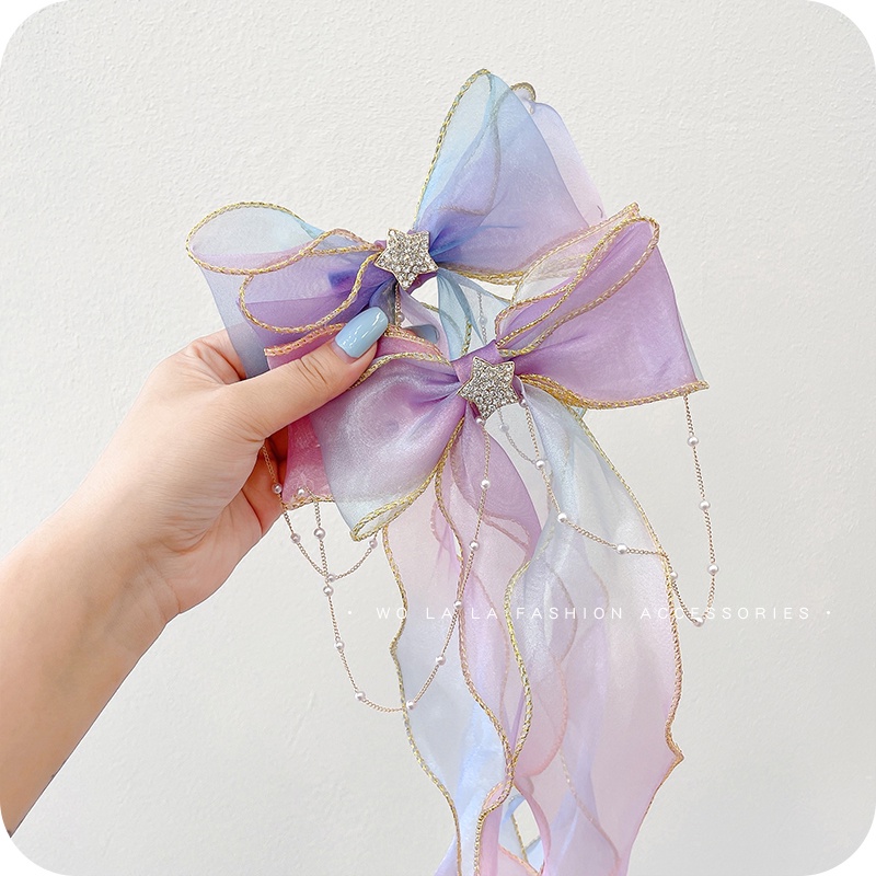 Dây cột tóc nơ thời trang tiên nữ ngọt ngào phụ kiện tóc xinh xắn