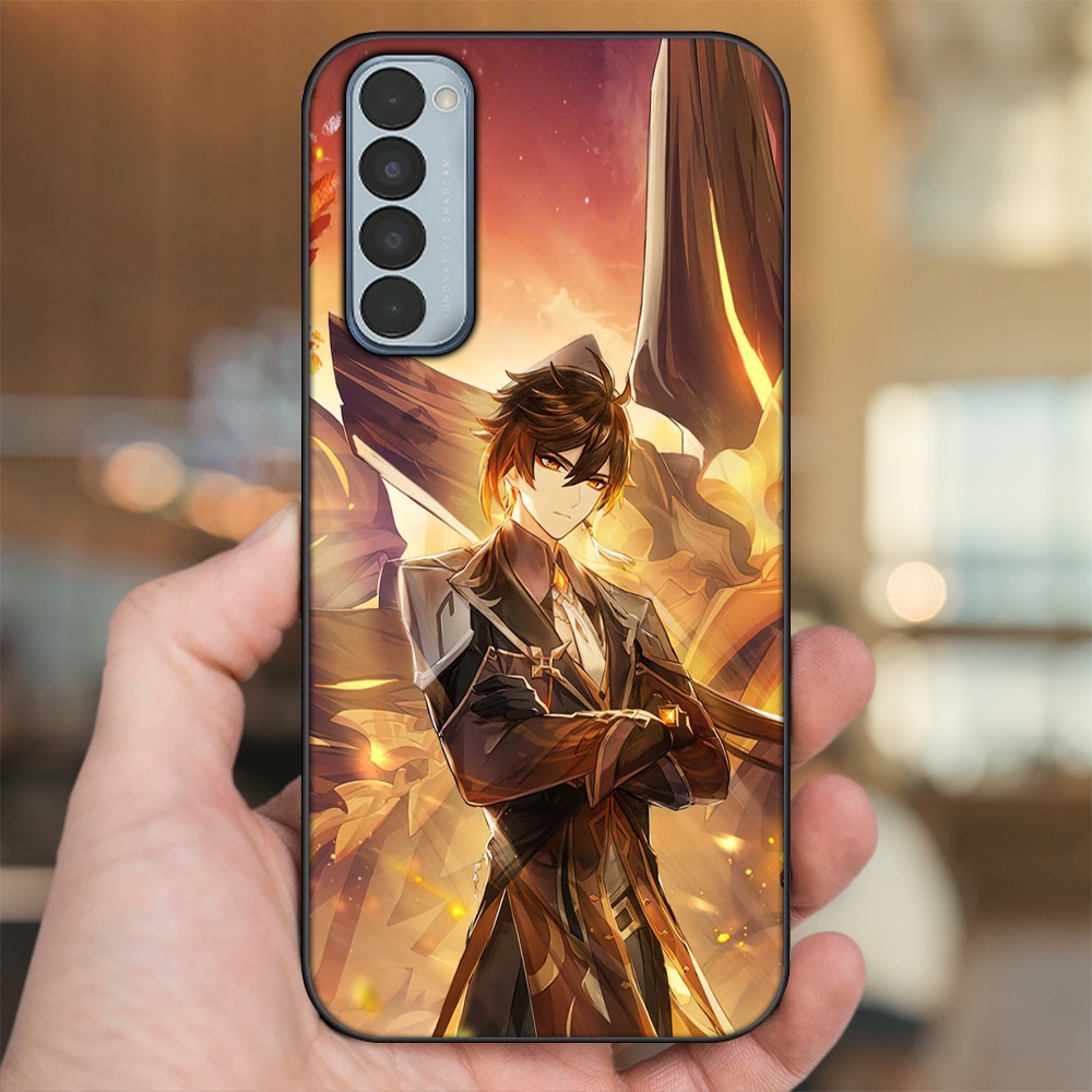 Ốp lưng Oppo Reno 4 Pro viền đen in hình Zhongli Genshin Impact