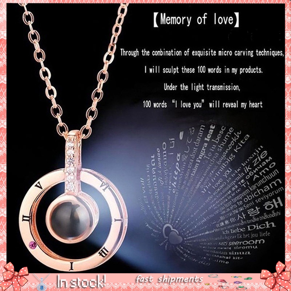 Vòng cổ Mặt Tròn/Trái Tim Khắc Chữ I Love You Bằng 100 Ngôn Ngữ Khác Nhau