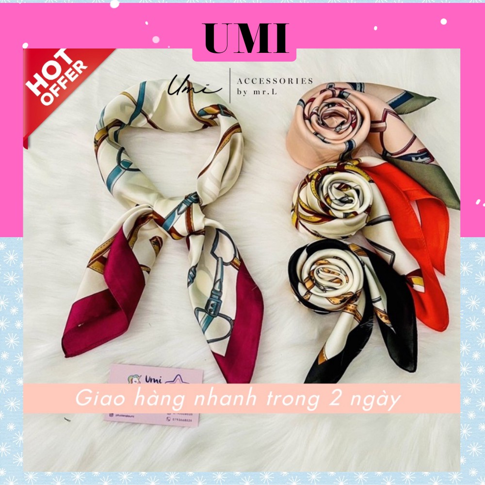 Khăn Bandana Khăn Lụa Vuông Họa Tiết Độc Đáo UMI K3