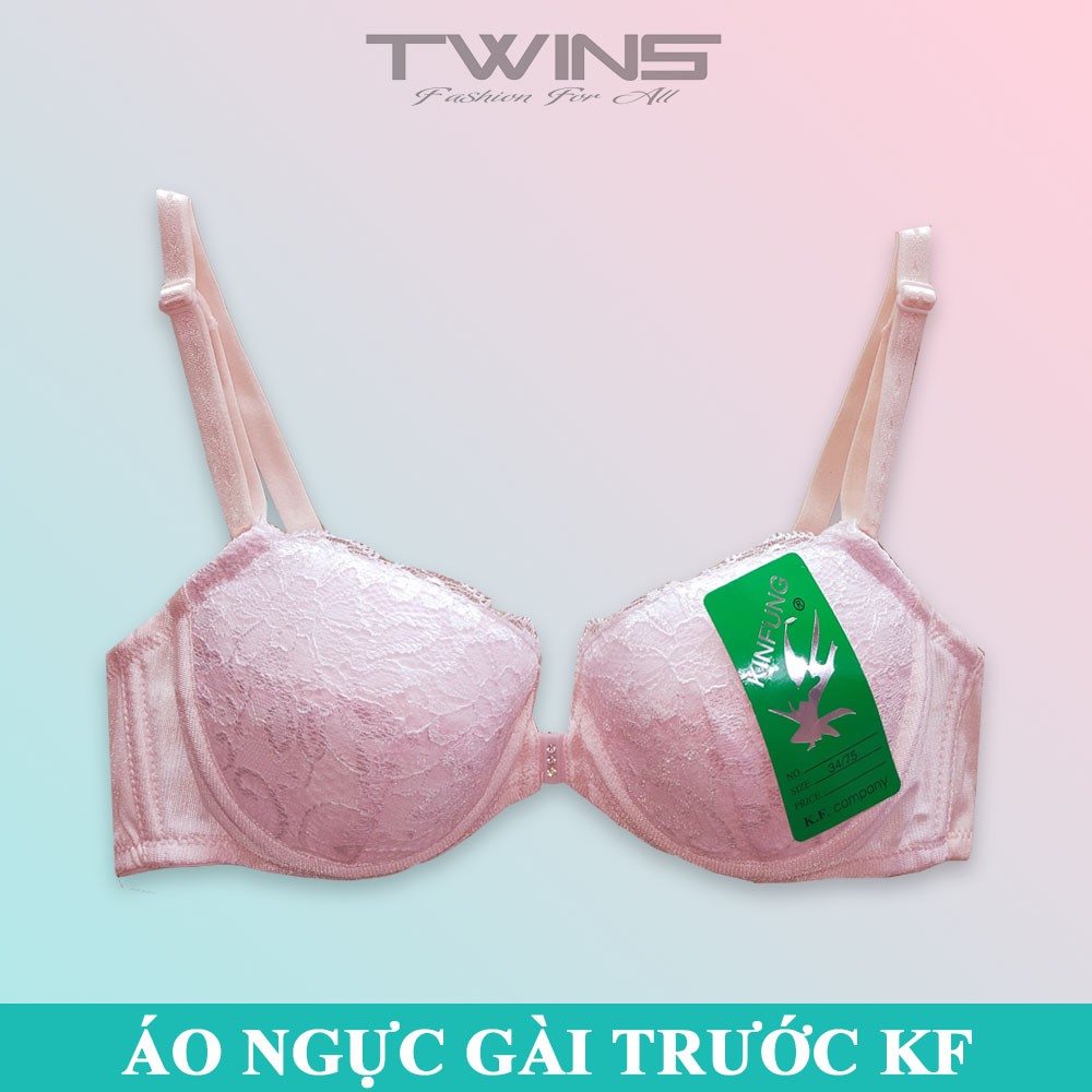 Áo ngực nữ ren cài trước nâng ngực Kung Fung  có gọng mút mỏng cúp xéo size 34-36-38