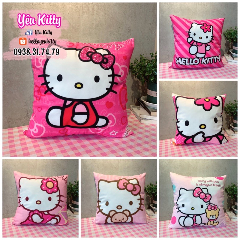 VỎ GỐI VUÔNG HELLO KITTY 45x45cm