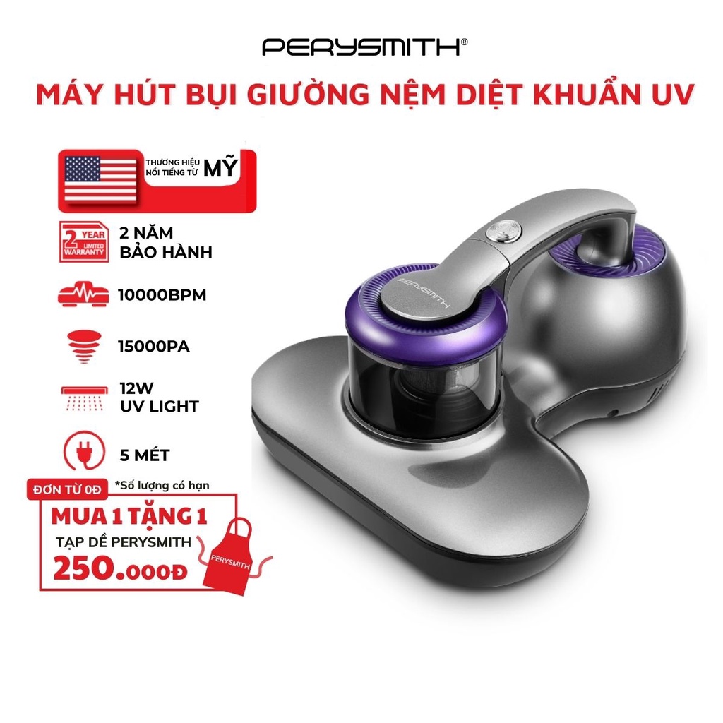 Máy hút bụi giường nệm PerySmith XTREME V10 diệt khuẩn uv công suất 700W