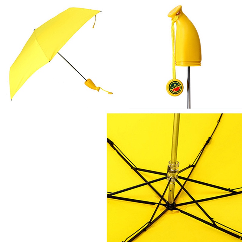 Dù Gấp Gọn Chống Gió In Hình Quả Chuối Dễ Thương Cho Nữ