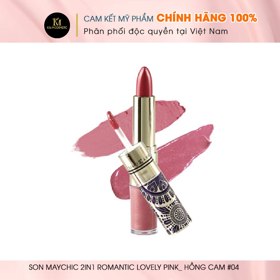 Son Lì Mềm Mịn Lâu Trôi Hai Đầu Tiện Lợi MAYCHIC 2IN1 ROMANTIC LOVELY PINK_ HỒNG CAM #04 3.5g - K0092