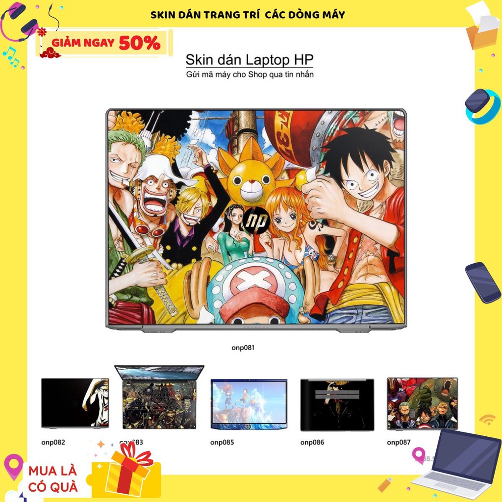 Skin dán Laptop HP in hình One Piece bộ 7 (inbox mã máy cho Shop)