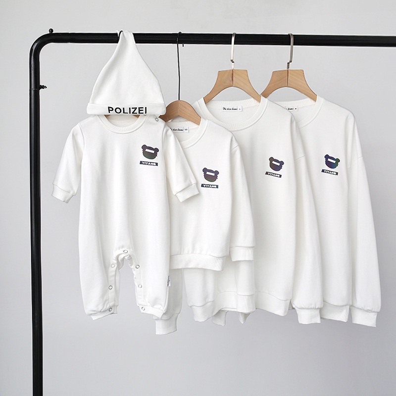Áo Sweater Gia Đình Familylove- Mẫu Áo Gia Đình Sweater Họa Tiết Chú Gấu Đáng Yêu Yiyang  Chất Nỉ Da Cá Cotton 100%