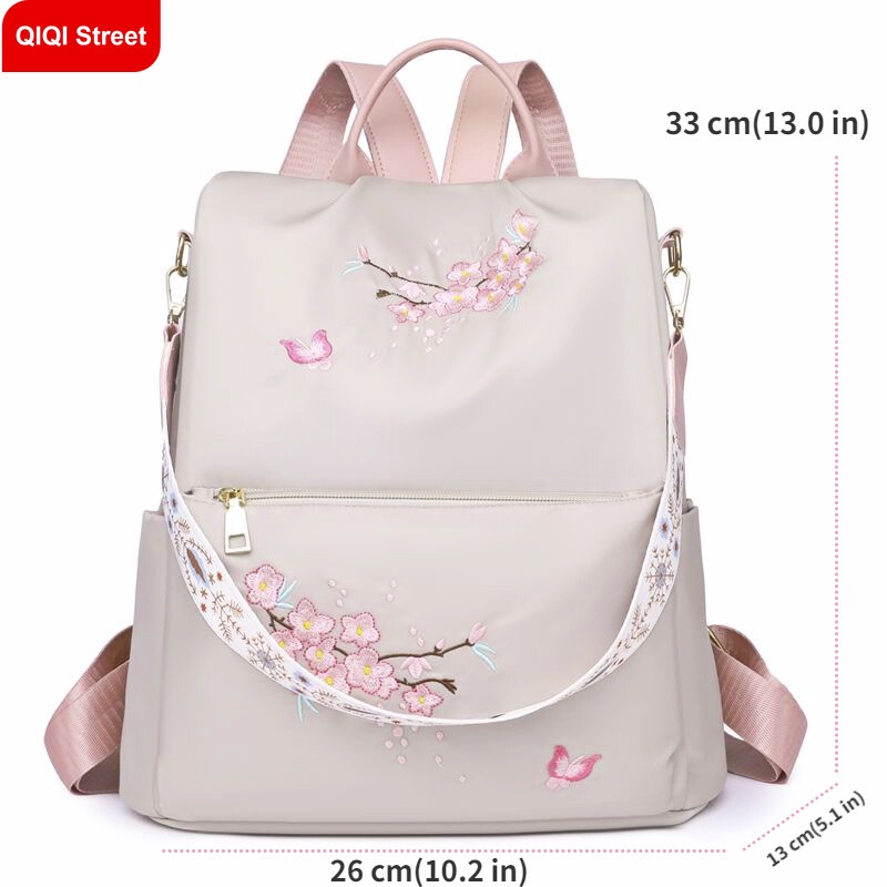 Balo Vải Oxford Chống Trộm Sức Chứa Lớn Thêu Họa Tiết Thời Trang Cho Nữ